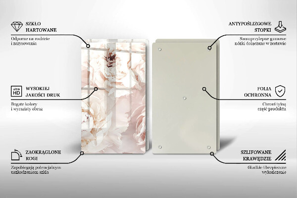 Kitchen worktop protector Pastel peonies