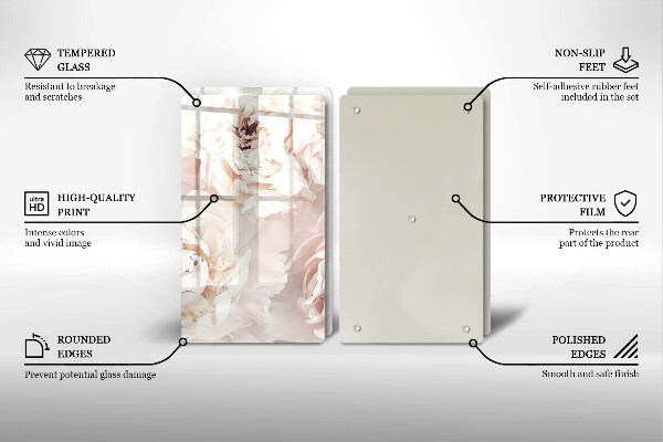 Kitchen worktop protector Pastel peonies