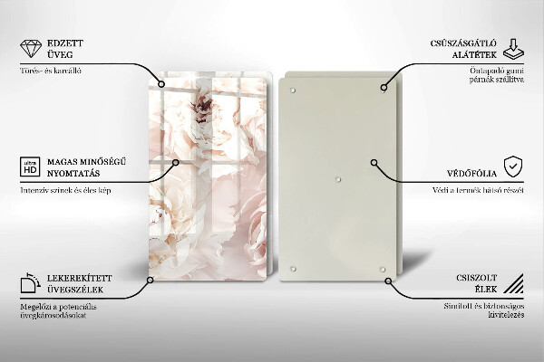 Kitchen worktop protector Pastel peonies