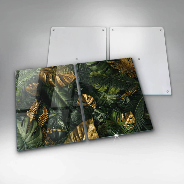 Kitchen worktop protector Monstera golden leaves