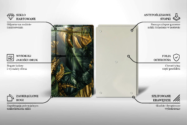 Kitchen worktop protector Monstera golden leaves