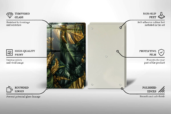 Kitchen worktop protector Monstera golden leaves