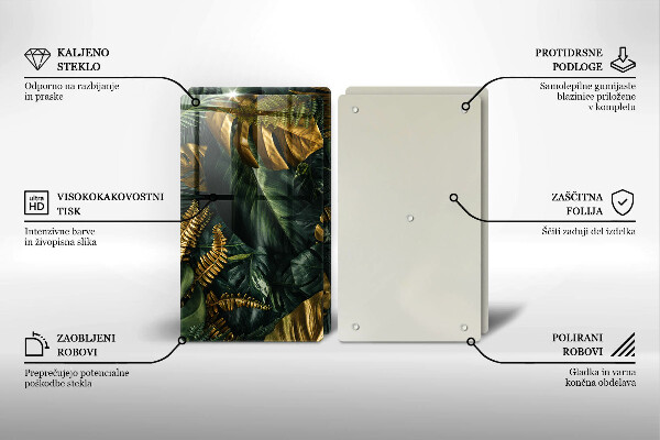 Kitchen worktop protector Monstera golden leaves