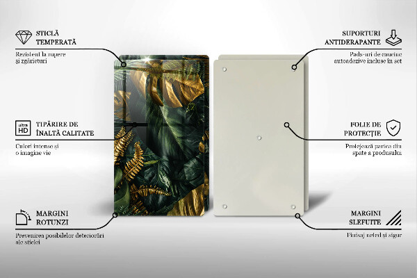 Kitchen worktop protector Monstera golden leaves