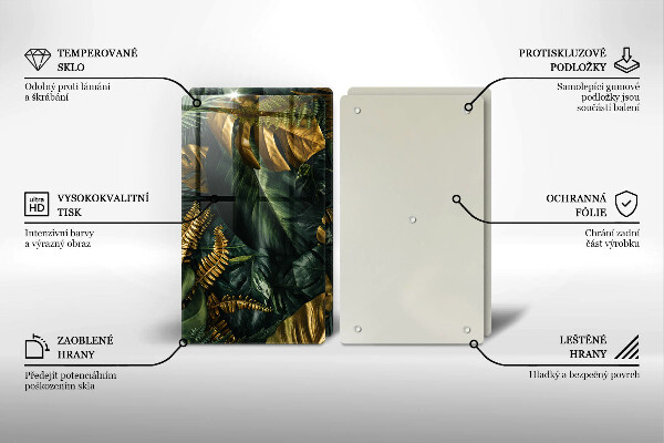 Kitchen worktop protector Monstera golden leaves