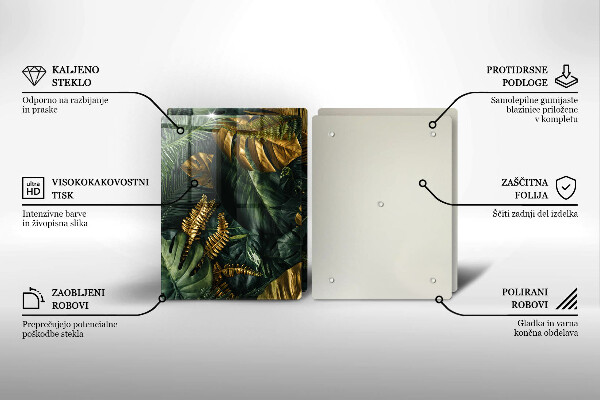 Kitchen worktop protector Monstera golden leaves