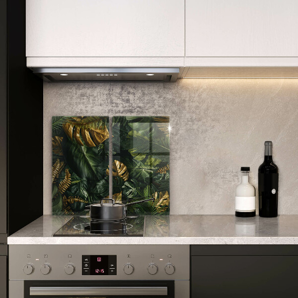 Kitchen worktop protector Monstera golden leaves