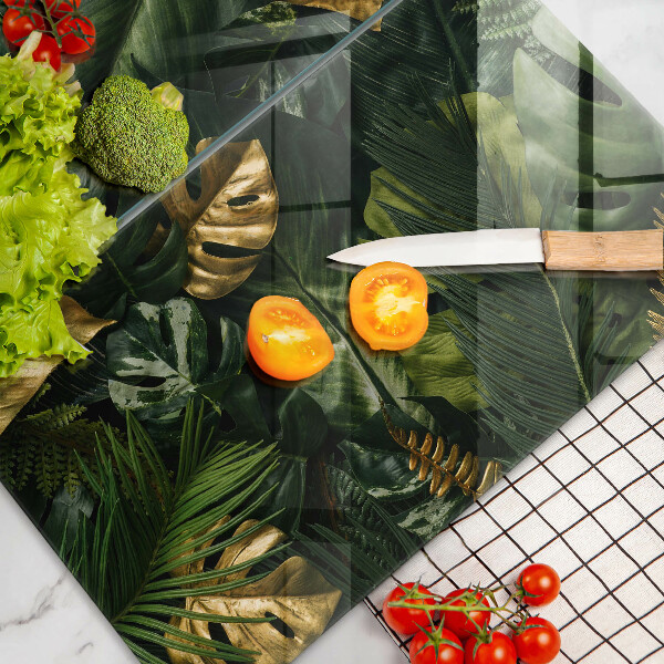 Kitchen worktop protector Monstera golden leaves