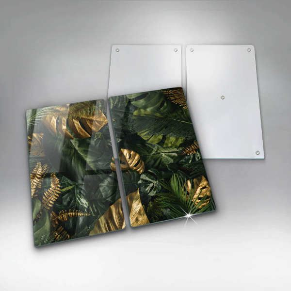 Kitchen worktop protector Monstera golden leaves
