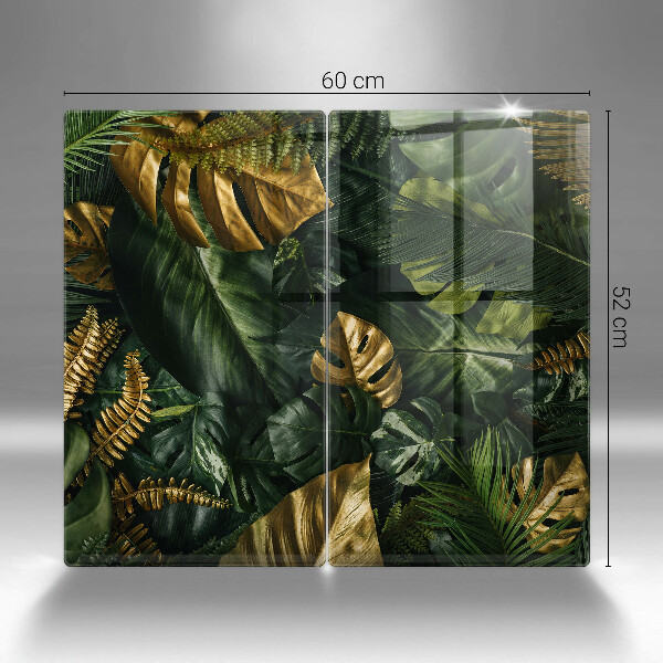 Kitchen worktop protector Monstera golden leaves