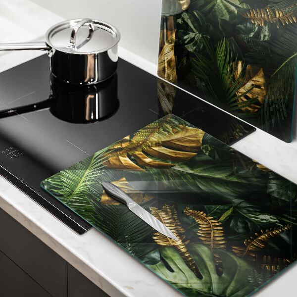 Kitchen worktop protector Monstera golden leaves