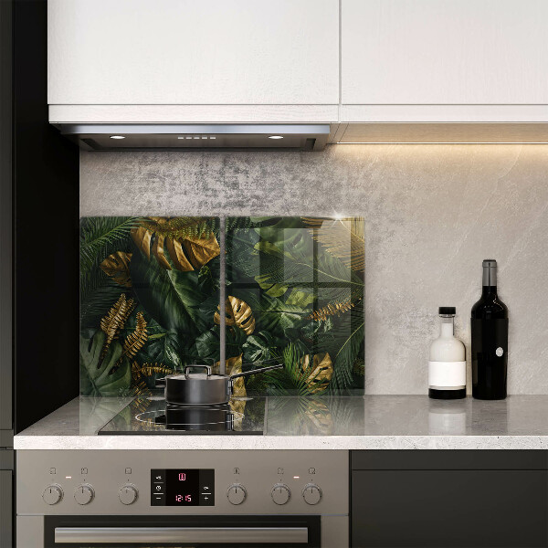 Kitchen worktop protector Monstera golden leaves