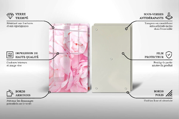 Kitchen worktop saver Delicate peonies