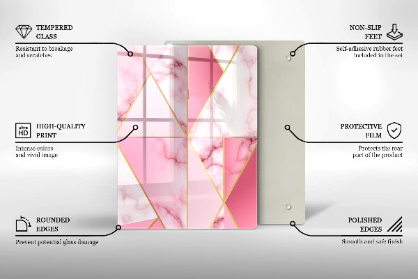 Glass worktop saver Geometric marble