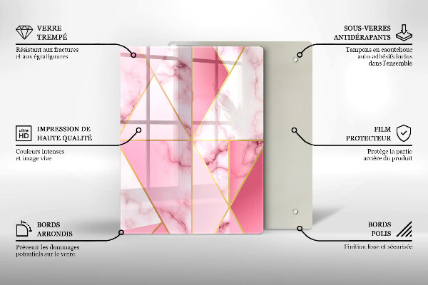 Glass worktop saver Geometric marble