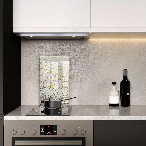 Glass worktop saver Line-art leaves pattern