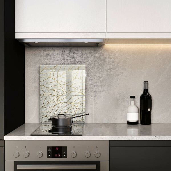 Glass worktop saver Line-art leaves pattern