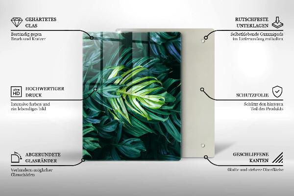 Glass worktop saver Monstera wild leaves