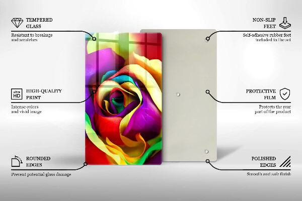 Glass worktop saver Colorful rose petals