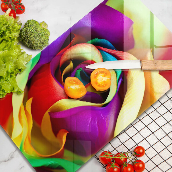 Glass worktop saver Colorful rose petals