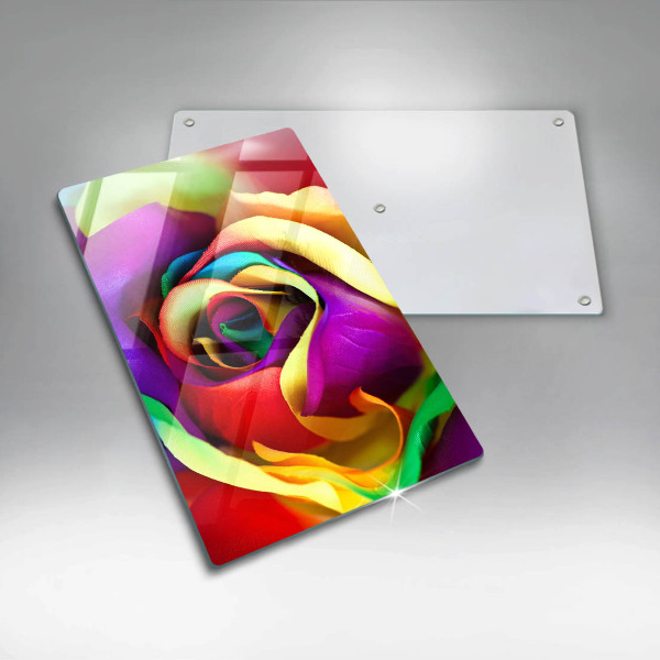 Glass worktop saver Colorful rose petals