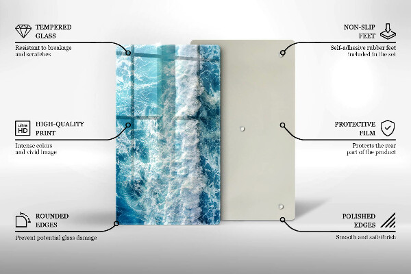 Glass worktop saver Water sea waves