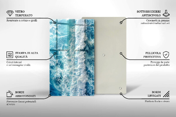 Glass worktop saver Water sea waves