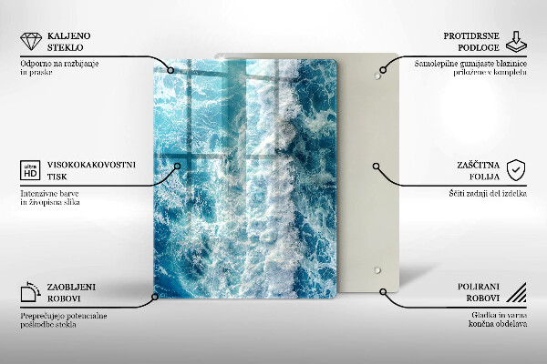 Glass worktop saver Water sea waves