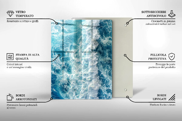 Glass worktop saver Water sea waves