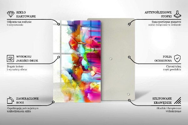 Glass worktop saver Flowers painted with paints