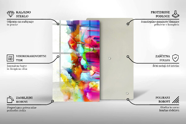 Glass worktop saver Flowers painted with paints