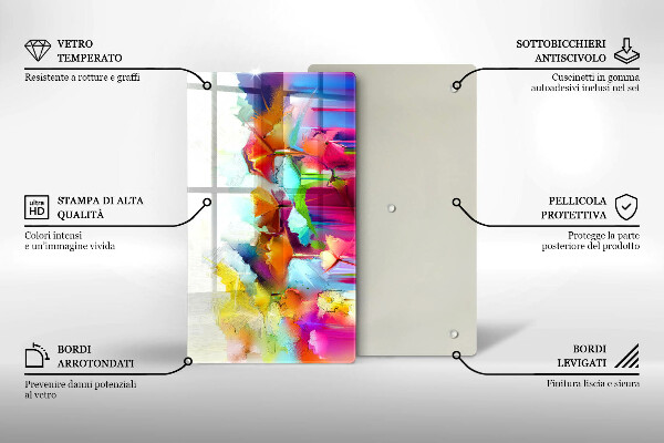 Glass worktop saver Flowers painted with paints