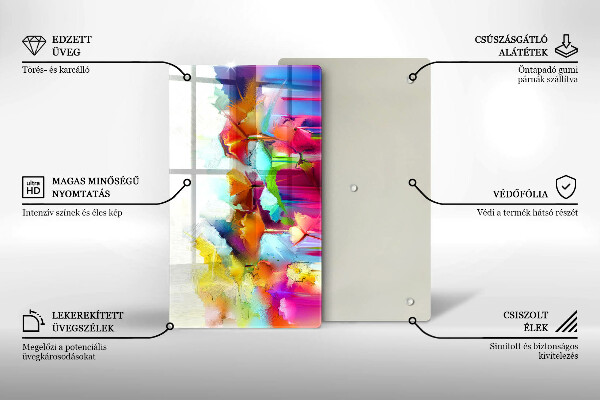 Glass worktop saver Flowers painted with paints