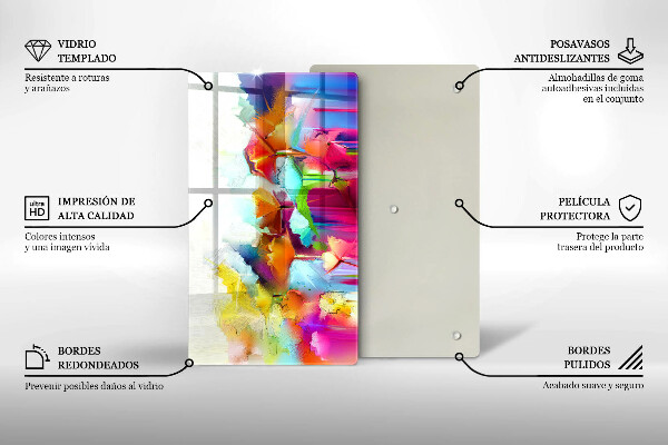 Glass worktop saver Flowers painted with paints