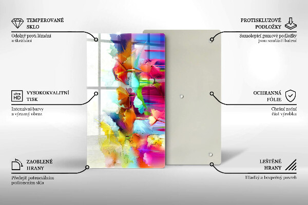 Glass worktop saver Flowers painted with paints