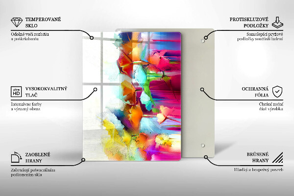 Glass worktop saver Flowers painted with paints