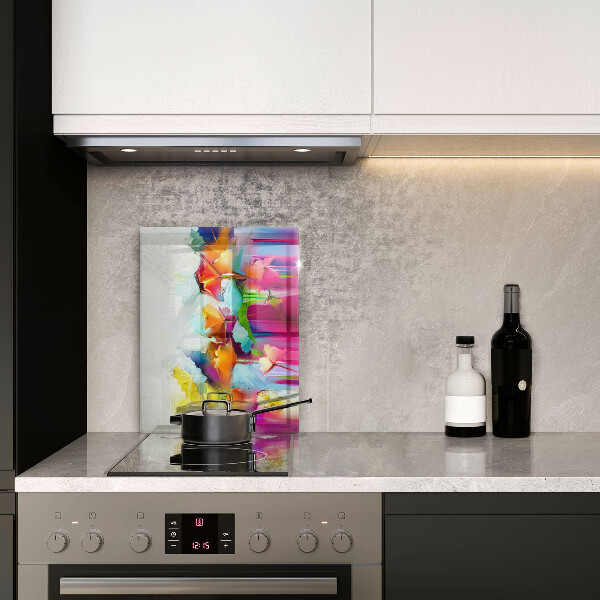 Glass worktop saver Flowers painted with paints