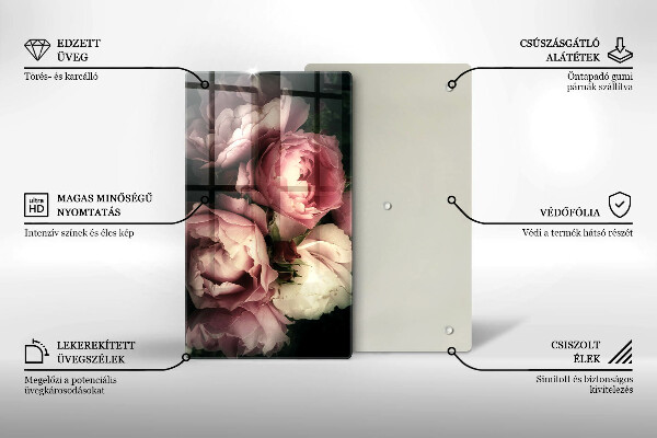 Worktop heat protector Peony flowers