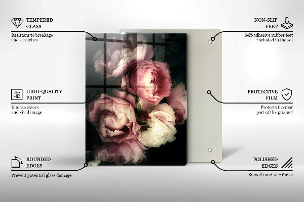 Worktop heat protector Peony flowers