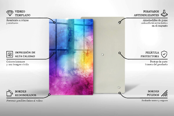 Glass worktop saver Rainbow watercolor spots