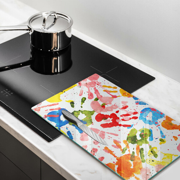 Glass worktop saver Traces of children's hands