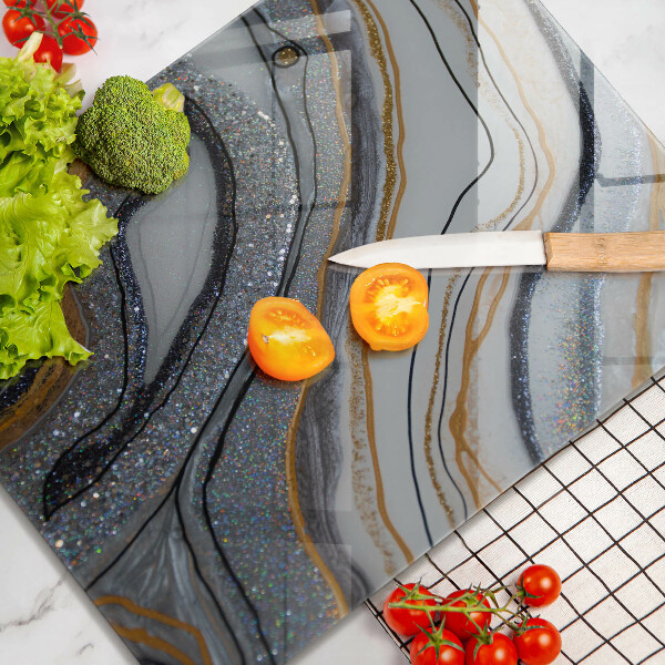 Glass worktop saver Rock with gold