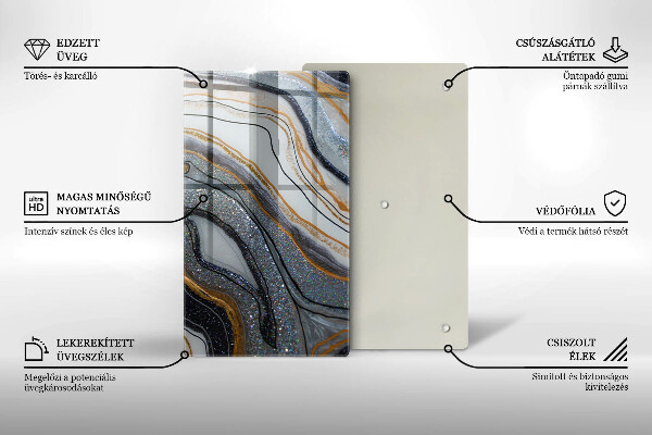 Glass worktop saver Rock with gold