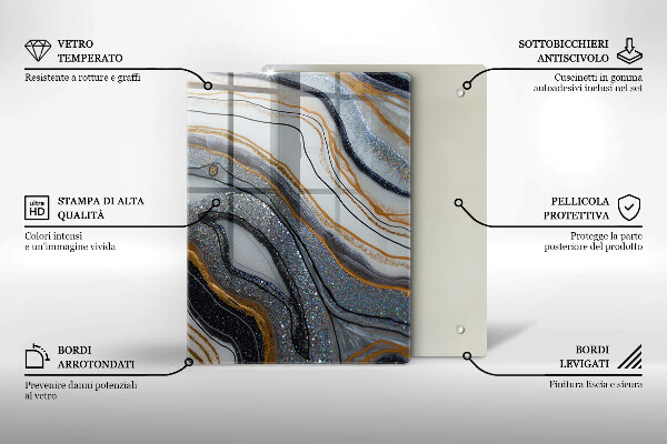 Glass worktop saver Rock with gold