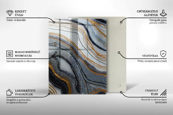 Glass worktop saver Rock with gold