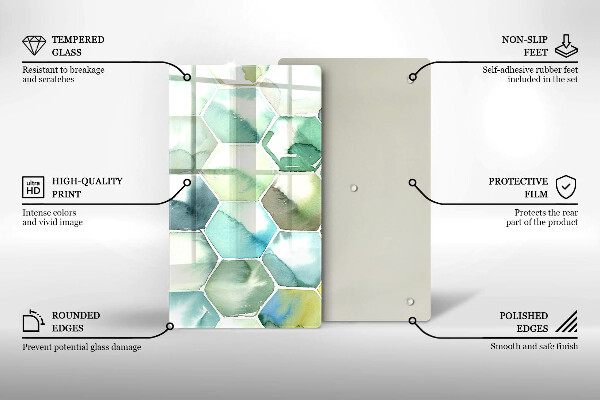 Kitchen countertop cover Watercolor hexagons