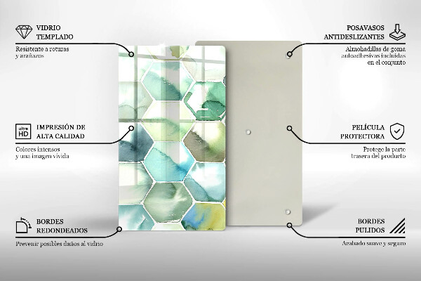 Kitchen countertop cover Watercolor hexagons