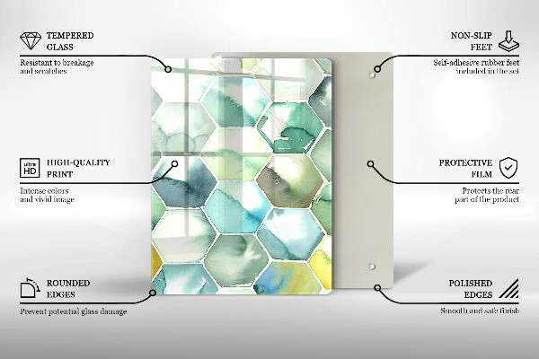 Kitchen countertop cover Watercolor hexagons