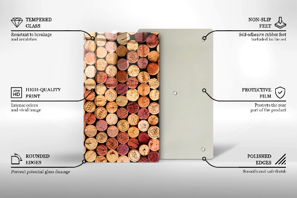 Glass worktop saver Wine corks pattern