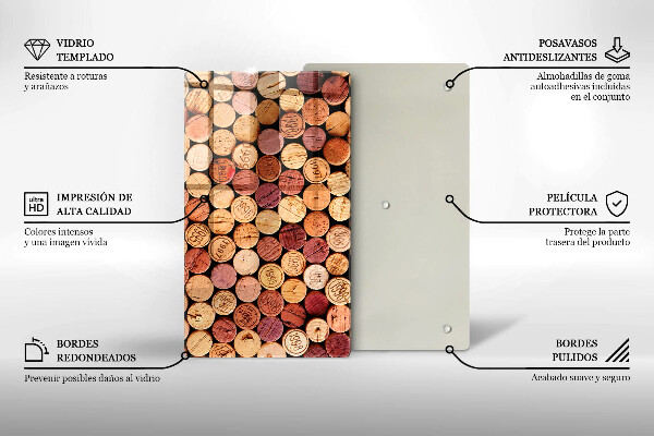 Glass worktop saver Wine corks pattern